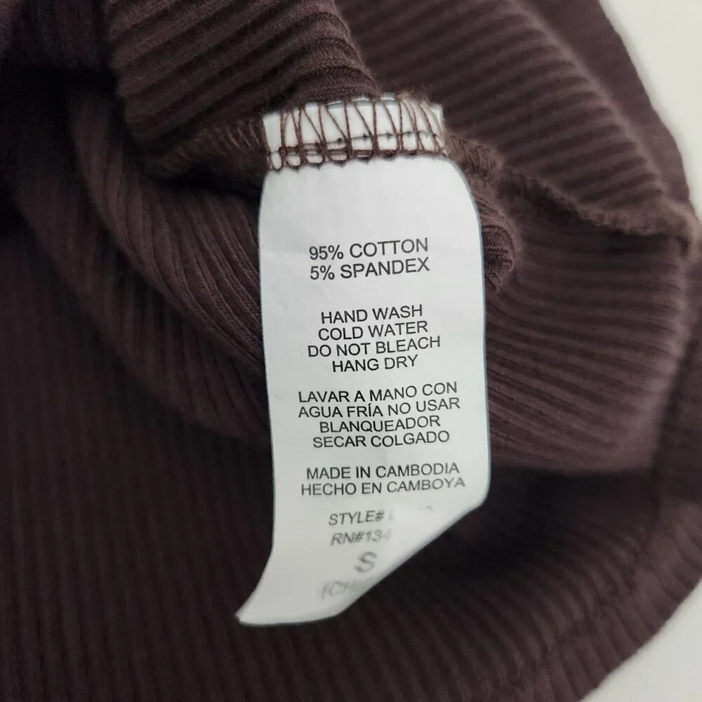 Ambiance Tank Top Womens Small Brown Ribbed Cotton Blend Stretchy